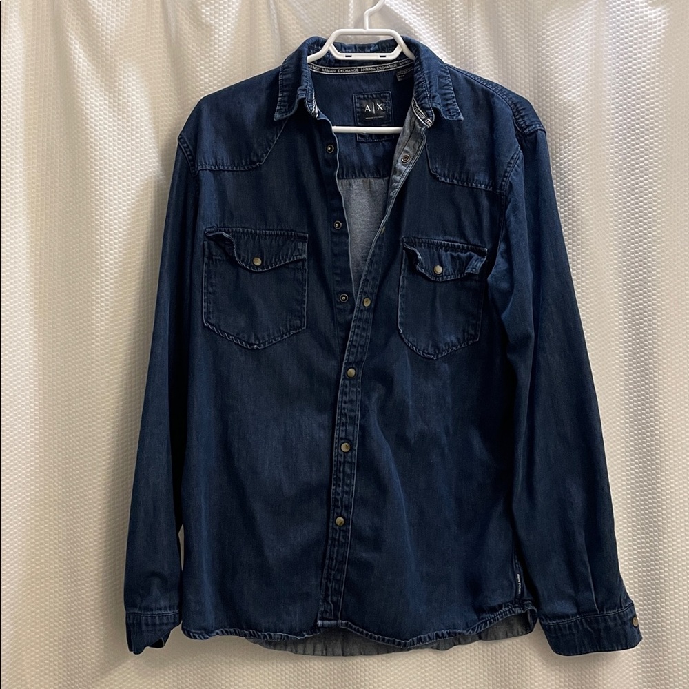 Armani Exchange Dark Blue Button Down Shirt